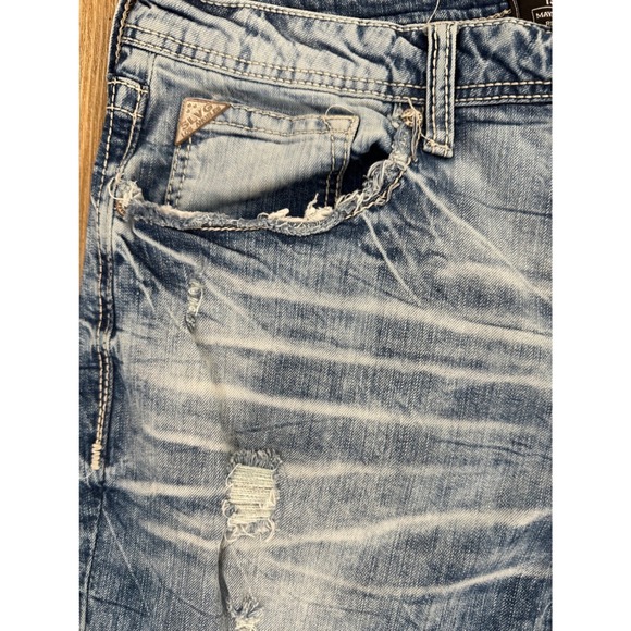 Salvage Mayhem Straight Leg Distressed Jeans Mens 36x32 Blue Buckle SLVG - Picture 5 of 8